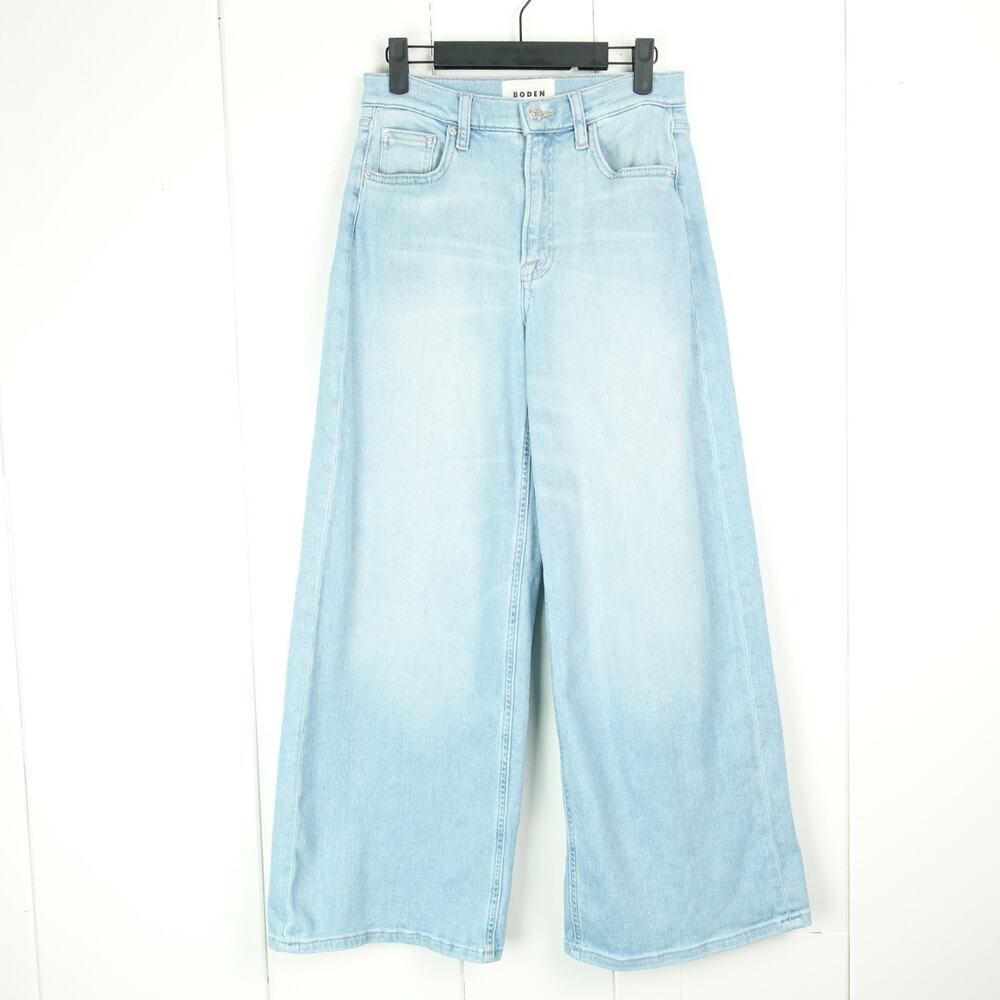 Boden Jeans Women SZ 28/30 Wide Leg Baggy Relaxed Retro Y2K 90's Light Wash Read